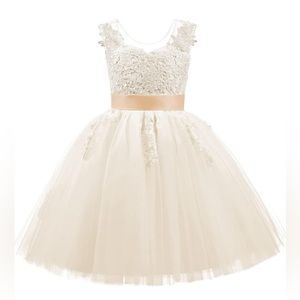 NWOT Lace Applique Tulle Flower Girl Junior Bridesmaid Wedding Party Dress 6